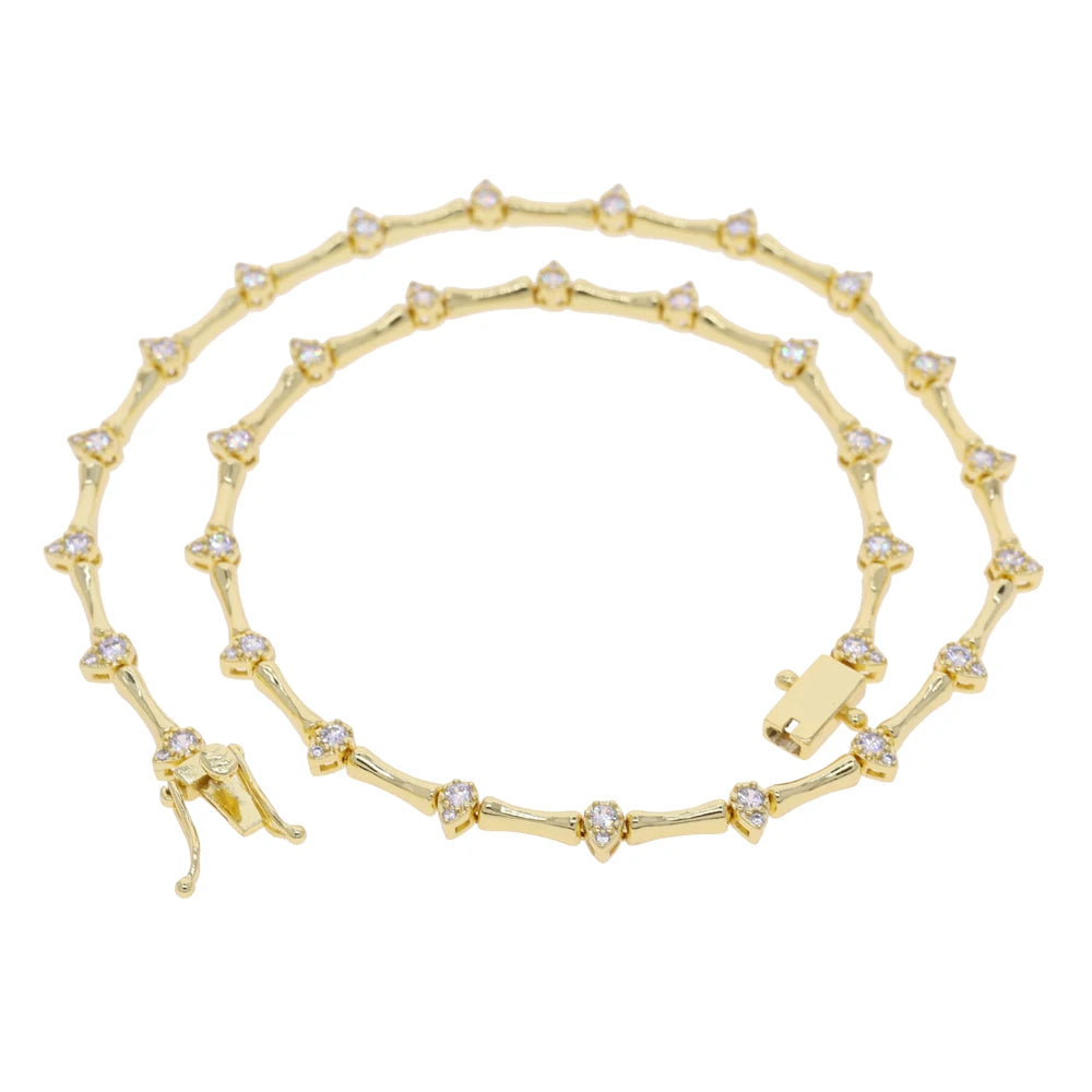 2025 Hot Selling Fashion Women Jewelry Set Gold Color 5A CZ Tear Drop Dog Bone Charm Link Chain Choker Necklace Bracelet