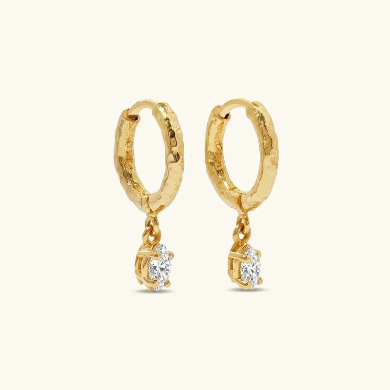 Bruni Hammered Hoops · 18K Gold Finish & Hand-Set Stones