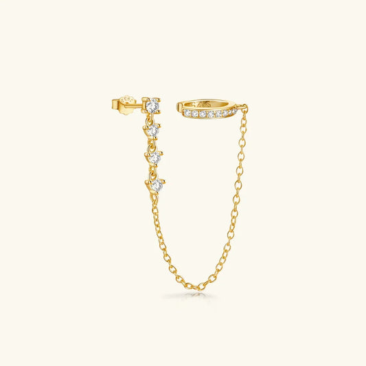 Pluie Chain Ear Cuff · Gold / Rhodium Finish & Hand-Set Stones