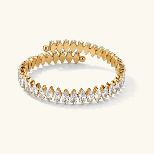 Ronde Pavé Bangle · 18K Gold Finish & Hand-Set Stones