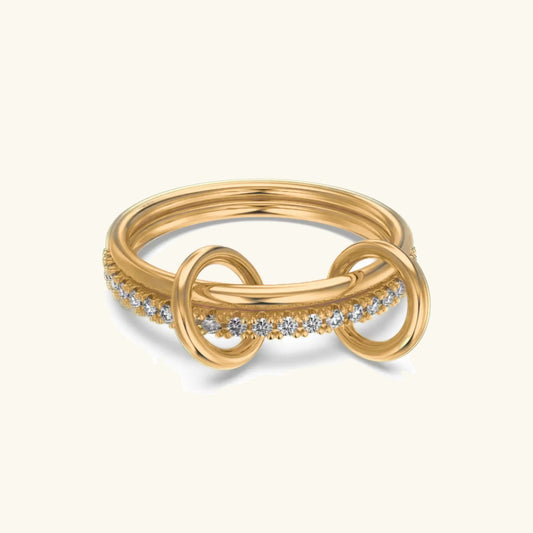 Cadence Stacked Ring · Gold / Rhodium Finish & Hand-Set Stones