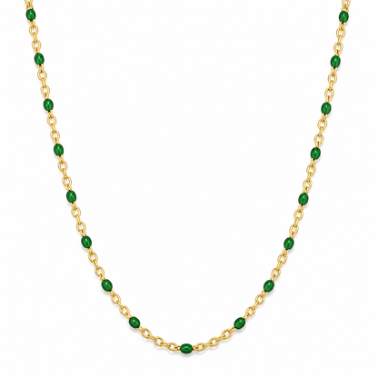 Evie Green Dainty Enamel Beaded Necklace