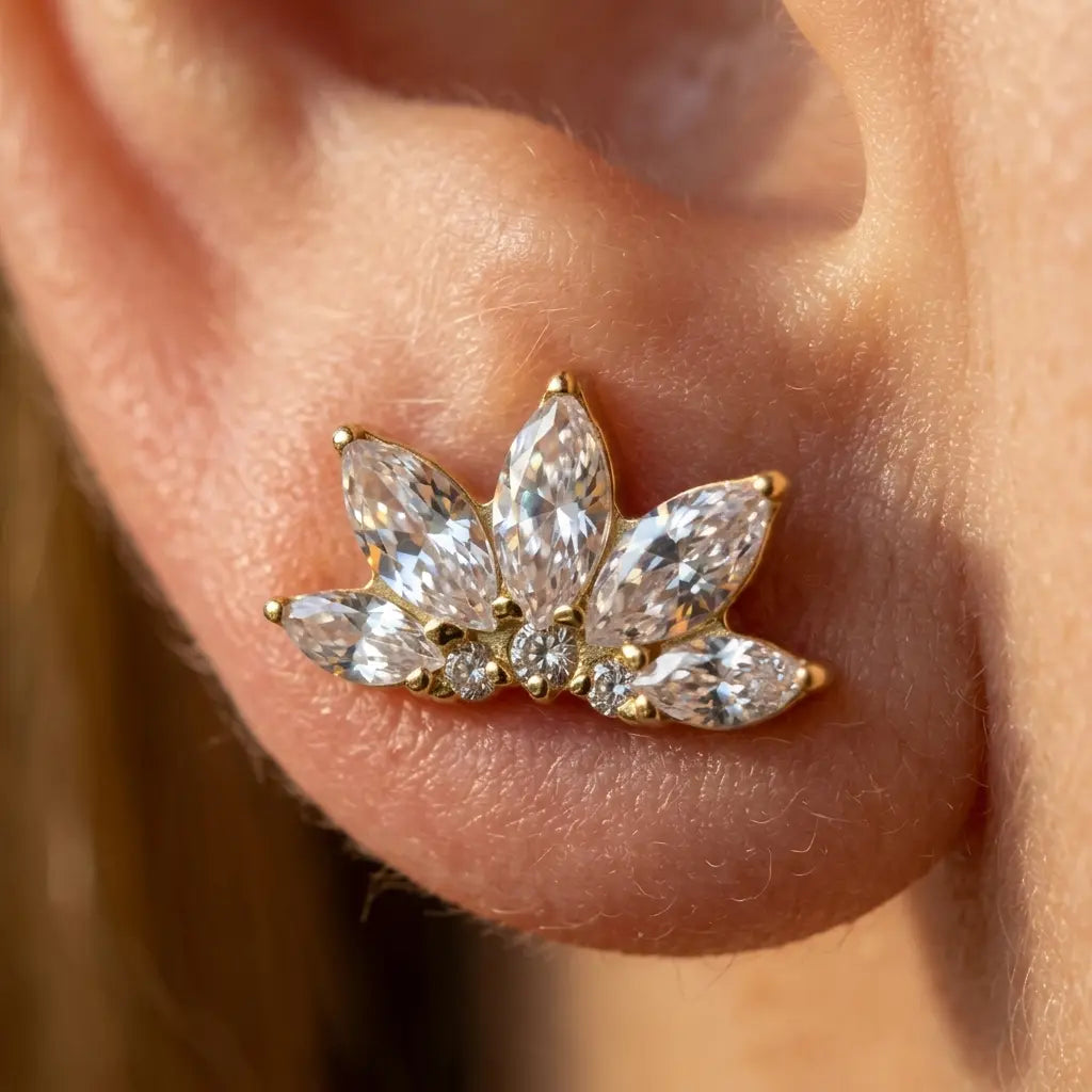 Lotus Stud · 18K Gold Finish