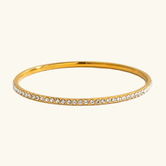 Rive Pavé Bangle · 18K Gold Finish & Hand-Set Stones