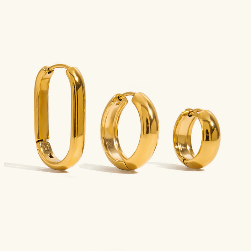 Anneau Hoop Trio · 3 Pairs · 18K Gold Finish