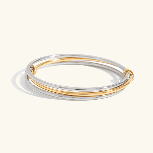 Nuance Two-Tone Stacked Bracelet · Gold & Rhodium Finish & Hand-Set Stones