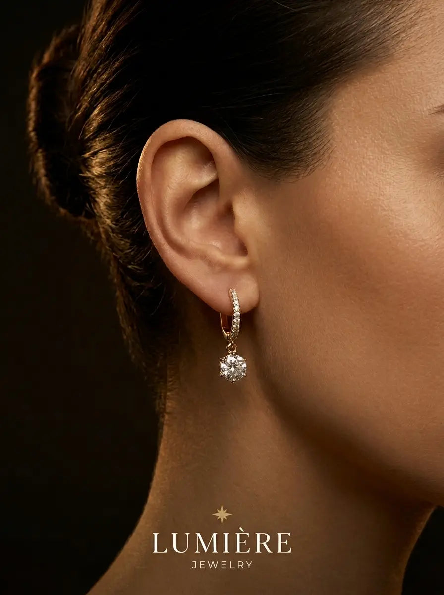 Lumière Drop Hoops · Moissanite