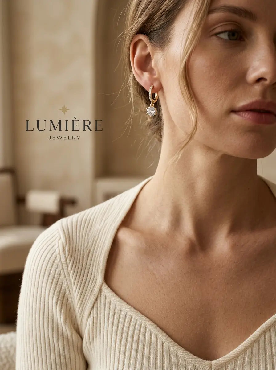 Lumière Drop Hoops · Moissanite
