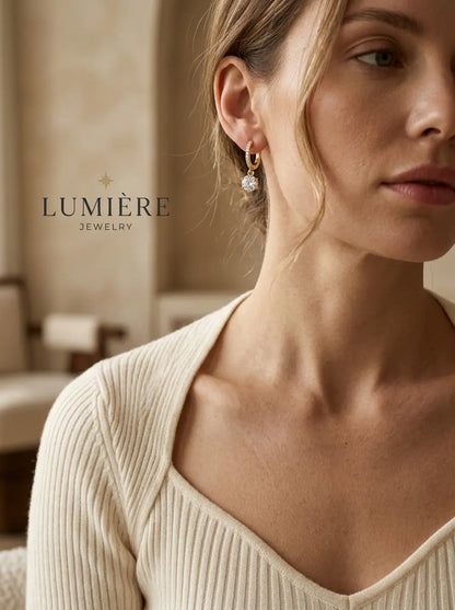 Lumière Drop Hoops · Moissanite