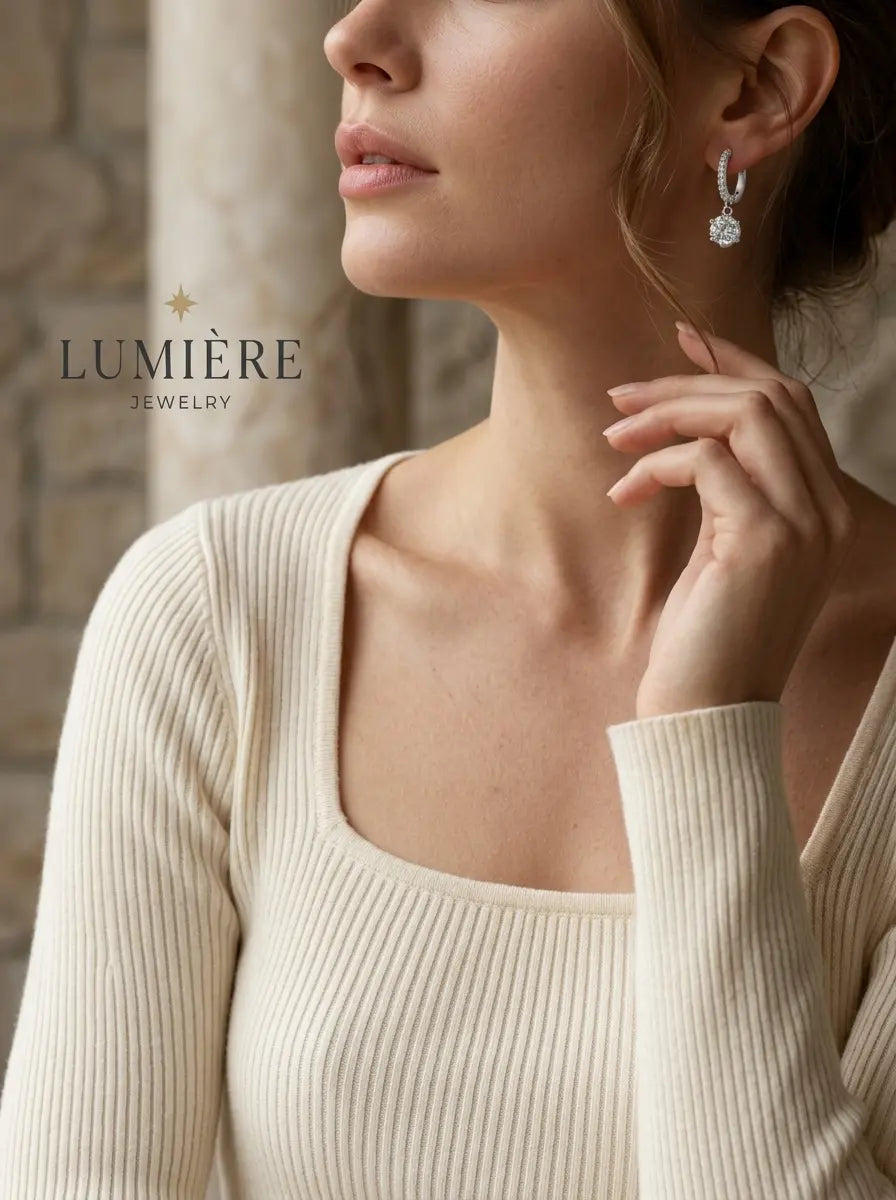 Lumière Drop Hoops · Moissanite