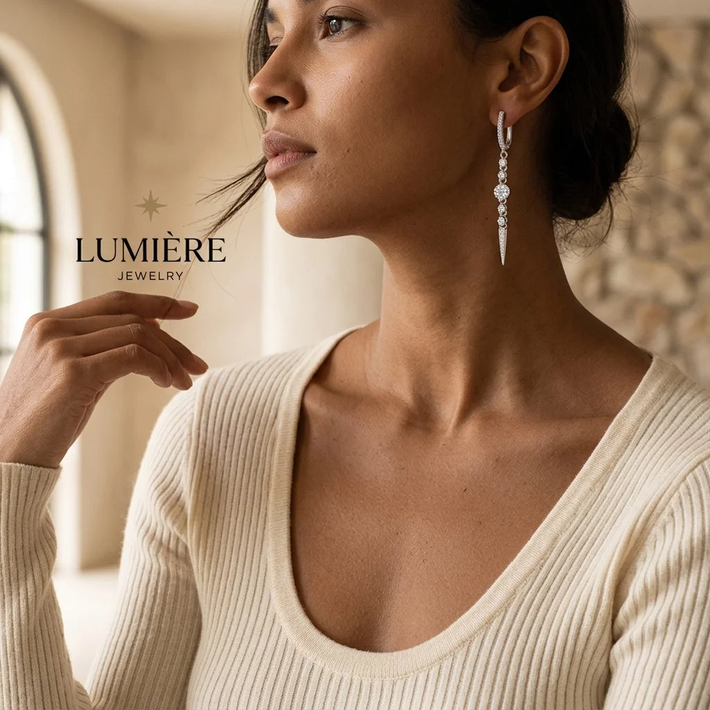 Cascade Earrings · S925 Silver & Moissanite