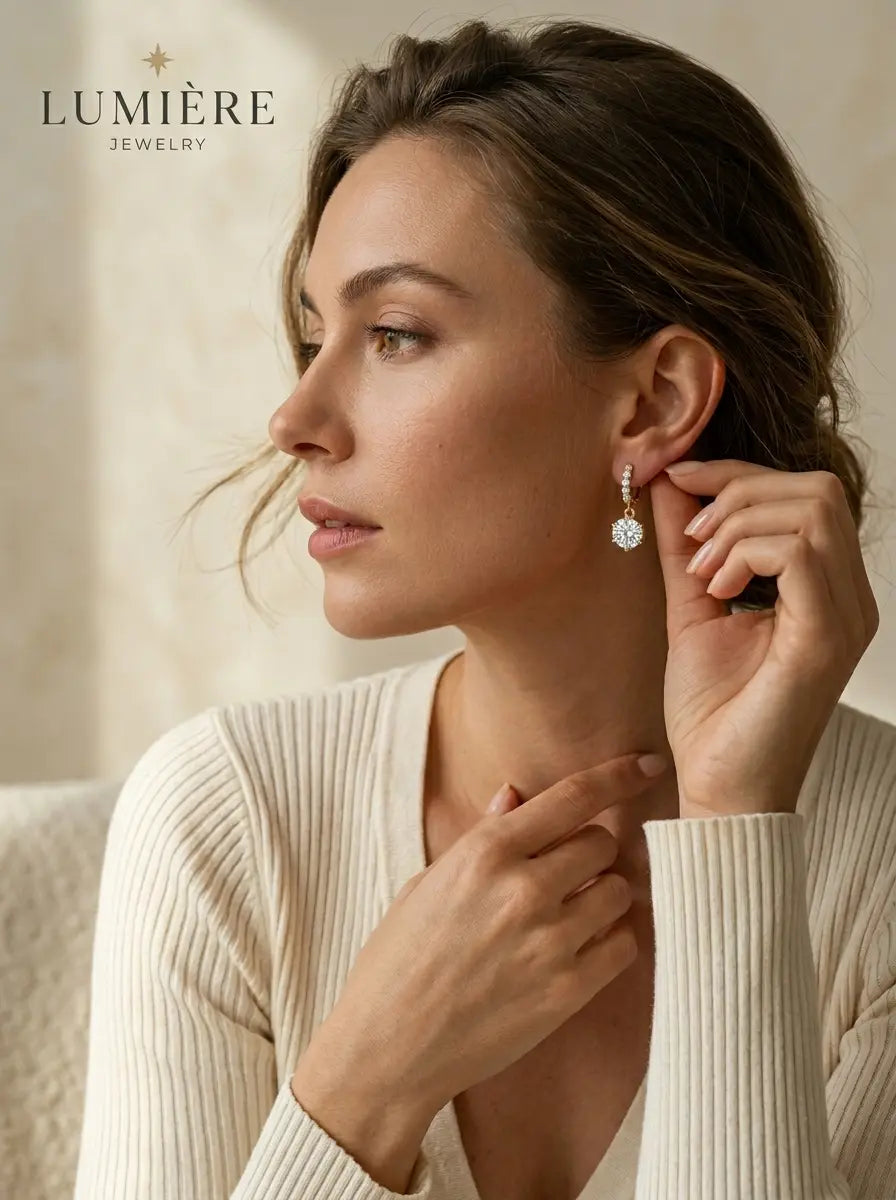 Lumière Drop Hoops · Moissanite