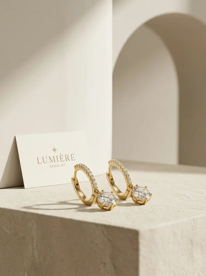 Lumière Drop Hoops · Moissanite