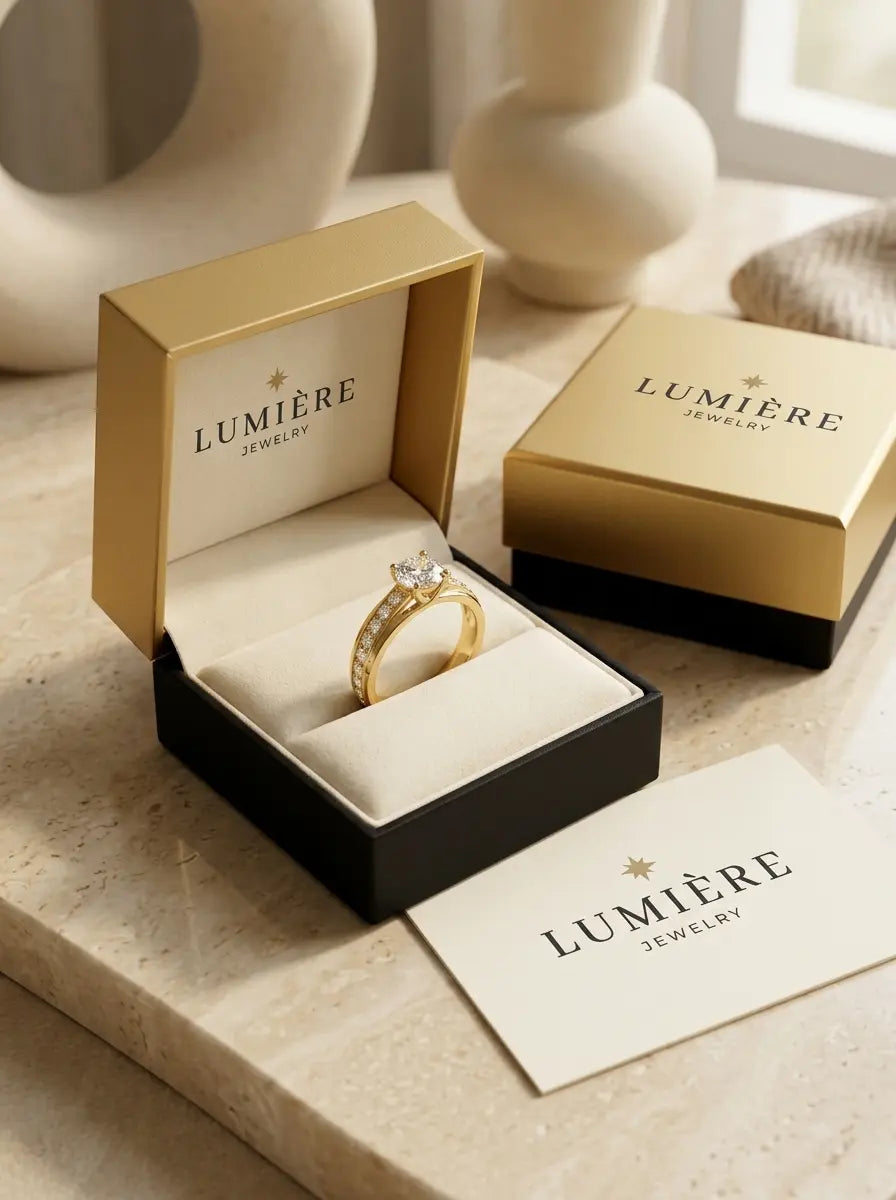 Lumière Solitaire Pavé Ring · Moissanite