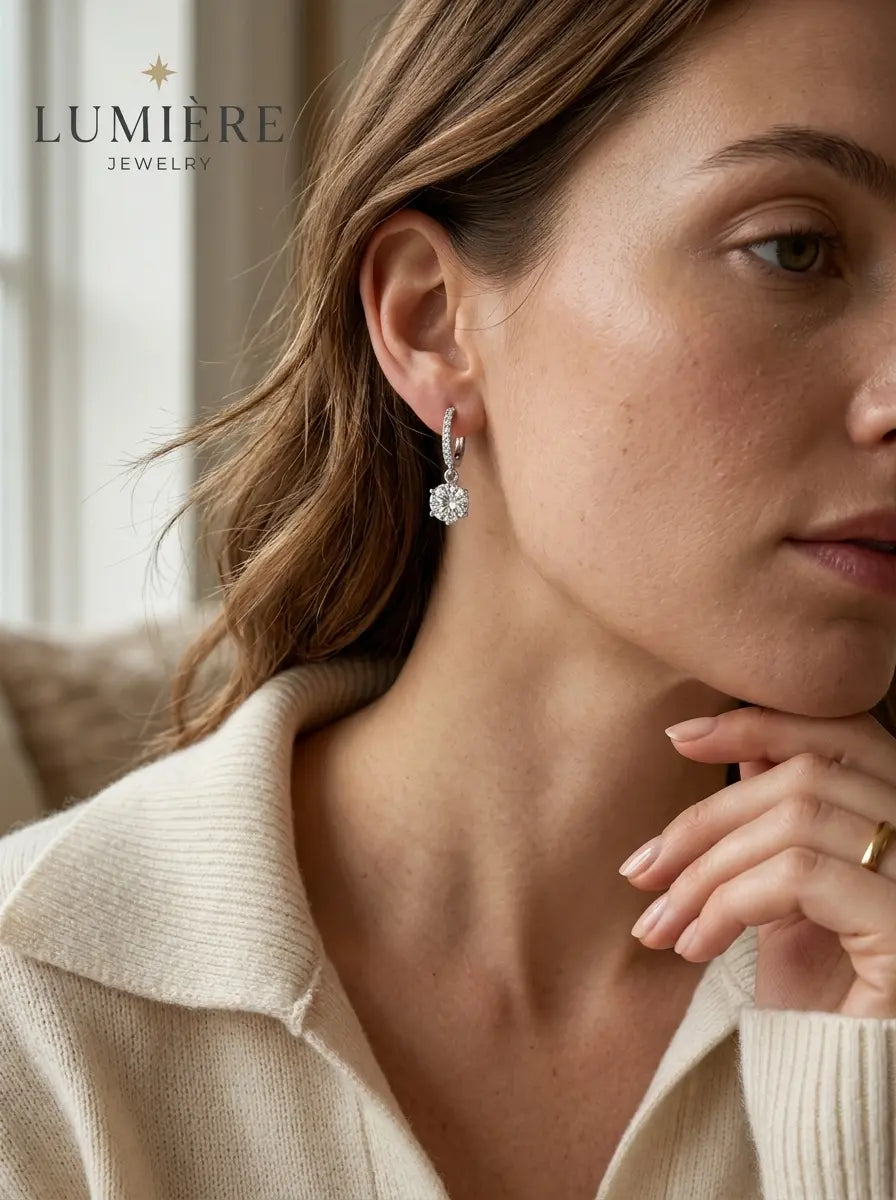 Lumière Drop Hoops · Moissanite