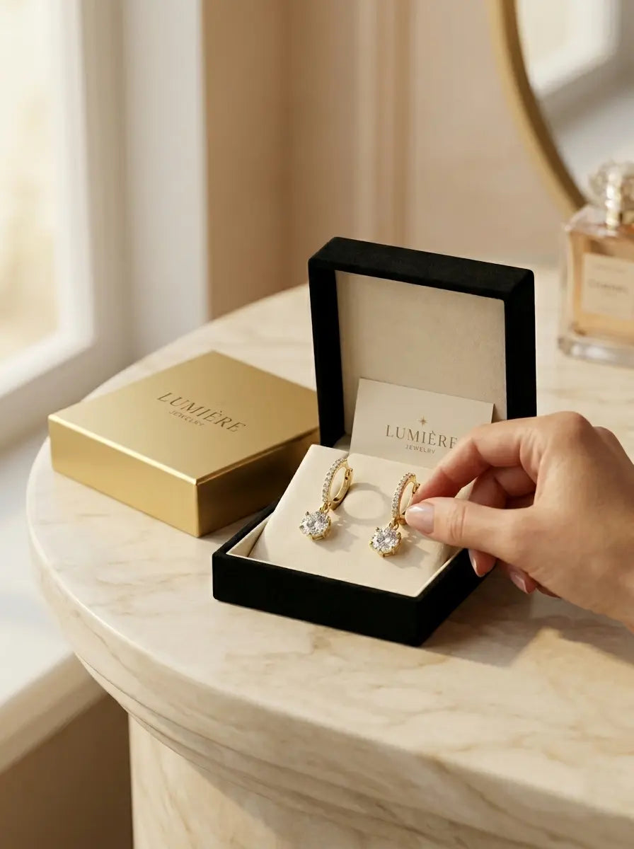 Lumière Drop Hoops · Moissanite