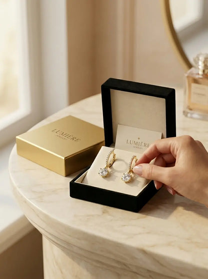 Lumière Drop Hoops · Moissanite