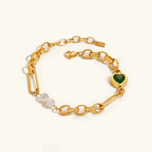 Lustre Pearl Chain Bracelet · 18K Gold Finish & Freshwater Pearl