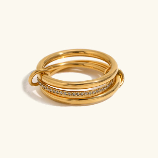 Ensemble Ring Stack · 18K Gold Finish & Hand-Set Stones