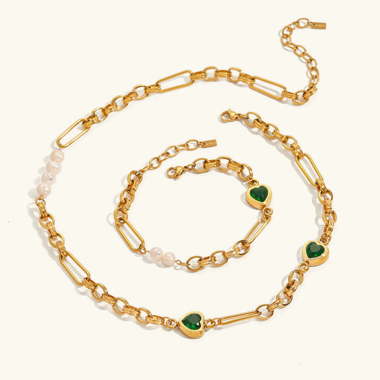 Lustre Pearl Collection · Necklace & Bracelet · 18K Gold Finish & Freshwater Pearl