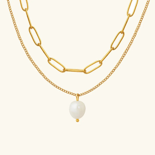 Ondine Layered Pearl Necklace · 18K Gold Finish & Freshwater Pearl
