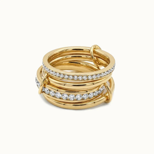 Crête Stacked Ring · 18K Gold Finish & Hand-Set Stones