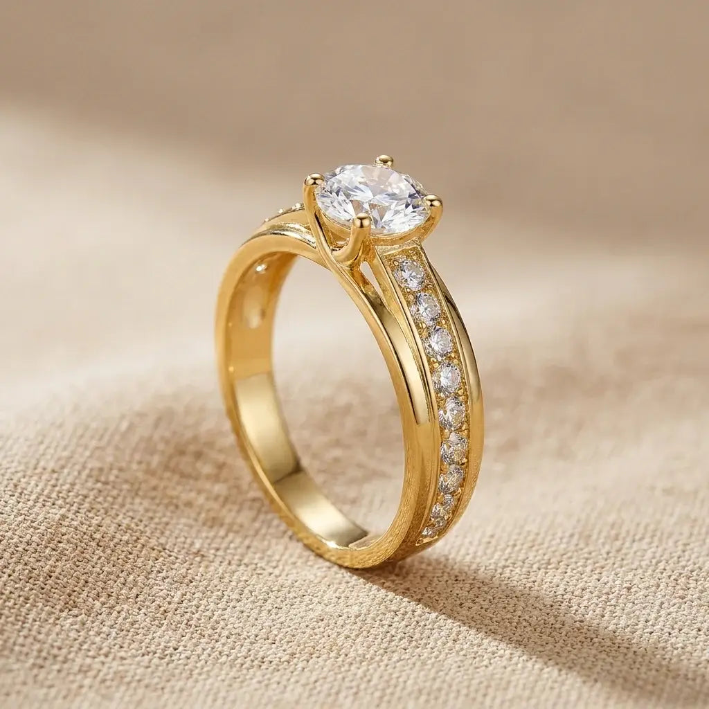 Lumière Solitaire Pavé Ring · S925 Silver & Moissanite