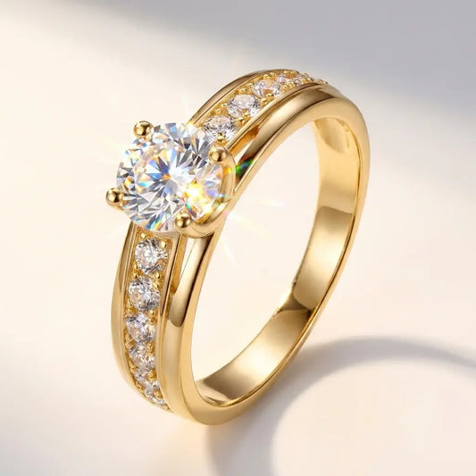 Lumière Solitaire Pavé Ring · S925 Silver & Moissanite