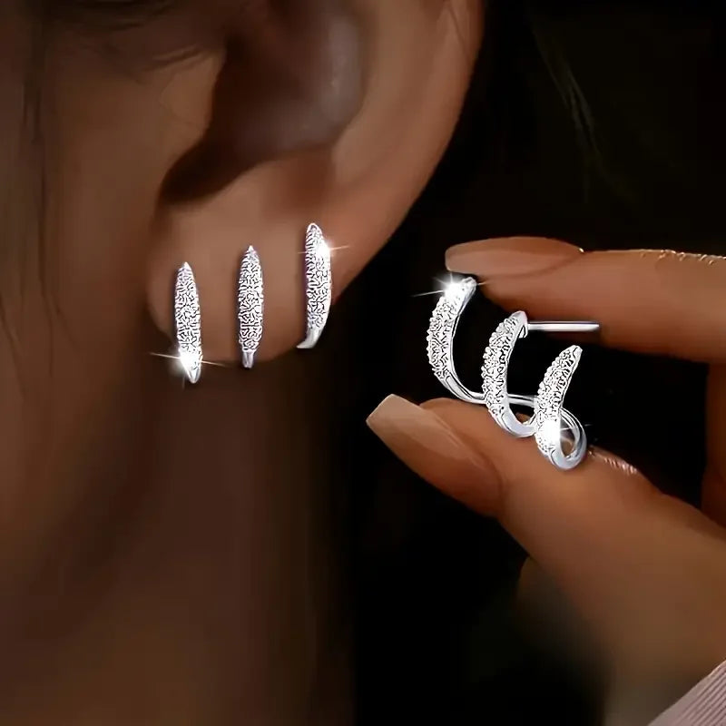 Exquisite Silver Color Claws Stud Earrings with Crystal AAA CZ Stone Modern Design Fashion Versatile Accessories Women Jewelry