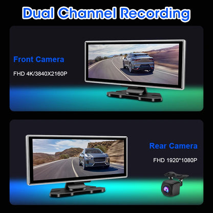 DriveHub 4K: 11" Smart Dash Cam with Wireless CarPlay & Android Auto