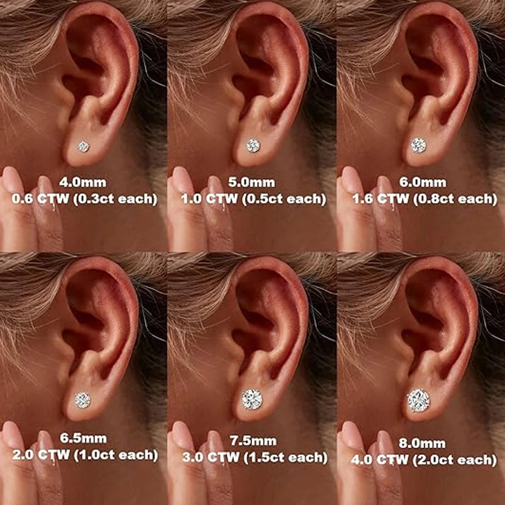 KNOBSPIN 2.0ct Moissanite Earrings for Women Lab Grown Diamond Ear Studs 925 Sterling Silver Fine Jewelry Gift