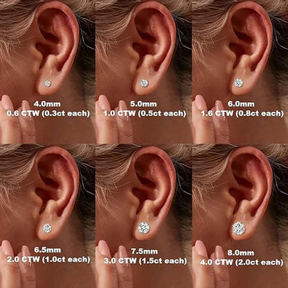 KNOBSPIN 2.0ct Moissanite Earrings for Women Lab Grown Diamond Ear Studs 925 Sterling Silver Fine Jewelry Gift