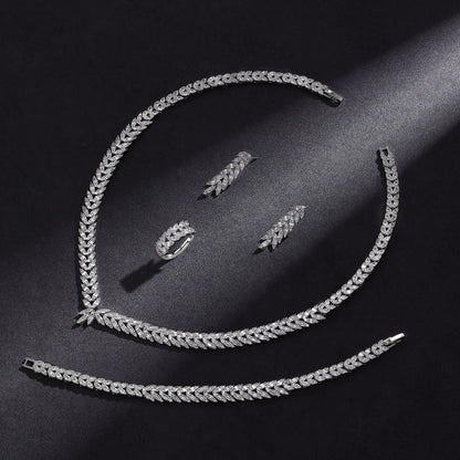 Luxury Women Jewelry Elegant Shape Bridal CZ necklace earrings bracelet ring jewelry sets & m Big Wedding Jewelry Sets For Bride