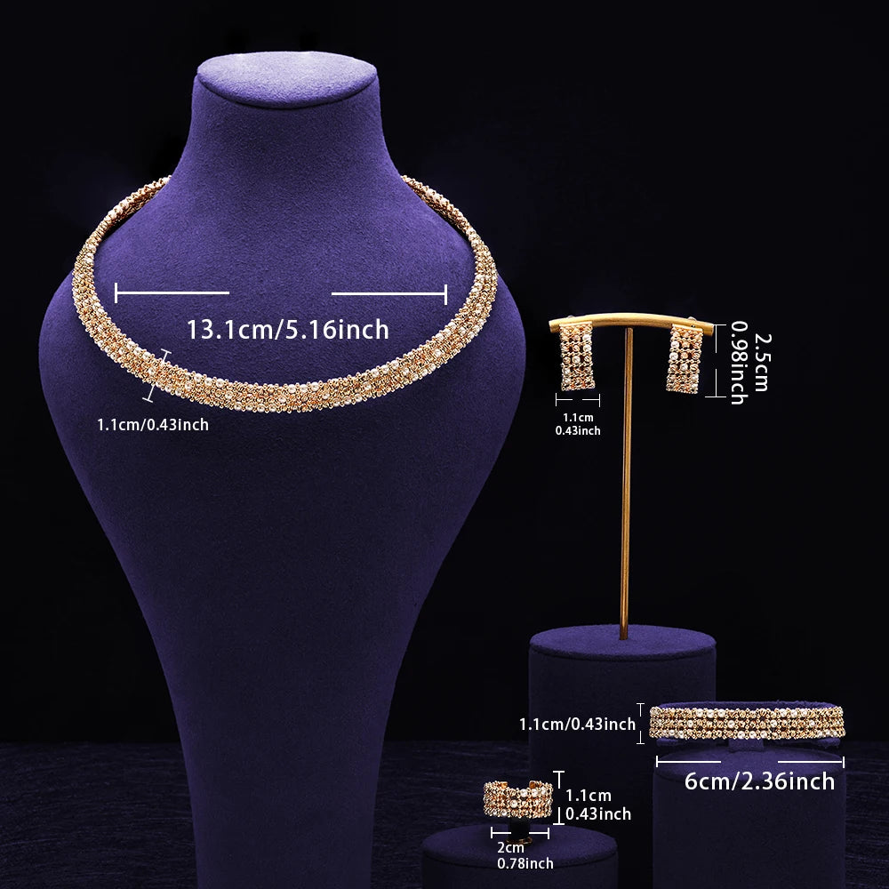 Dubai Wedding Bridal Full Jewelry Sets For Women Party Luxury Nigeria Gold Plated Beads Choker Necklace Jewelry Set