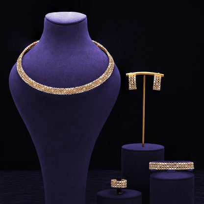 Dubai Wedding Bridal Full Jewelry Sets For Women Party Luxury Nigeria Gold Plated Beads Choker Necklace Jewelry Set