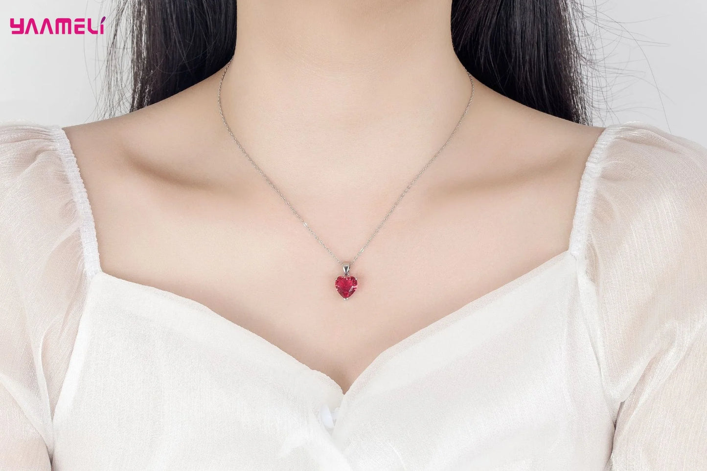 Fine 925 Sterling Silver Color Jewelry Gift Sets for Women Female Romantic Heart Zircon Huggie Earrings Pendant Necklace Ring