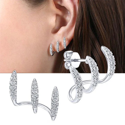 Exquisite Silver Color Claws Stud Earrings with Crystal AAA CZ Stone Modern Design Fashion Versatile Accessories Women Jewelry