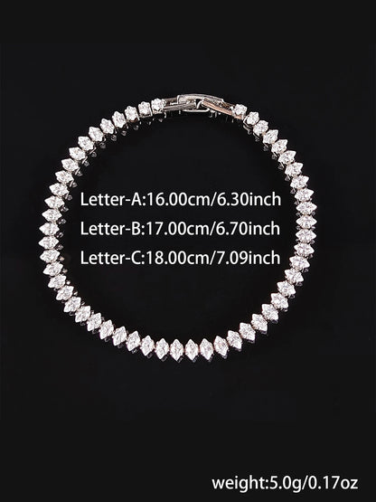 2024 New Marquise Oval Square Cut Luxury Silver Color on Hand Tennis Bracelet Bangle for Women Party Gift Jewelry S7062
