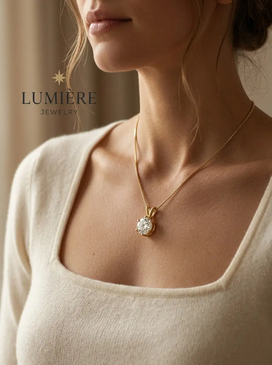 Lumière Solitaire Necklace · Moissanite