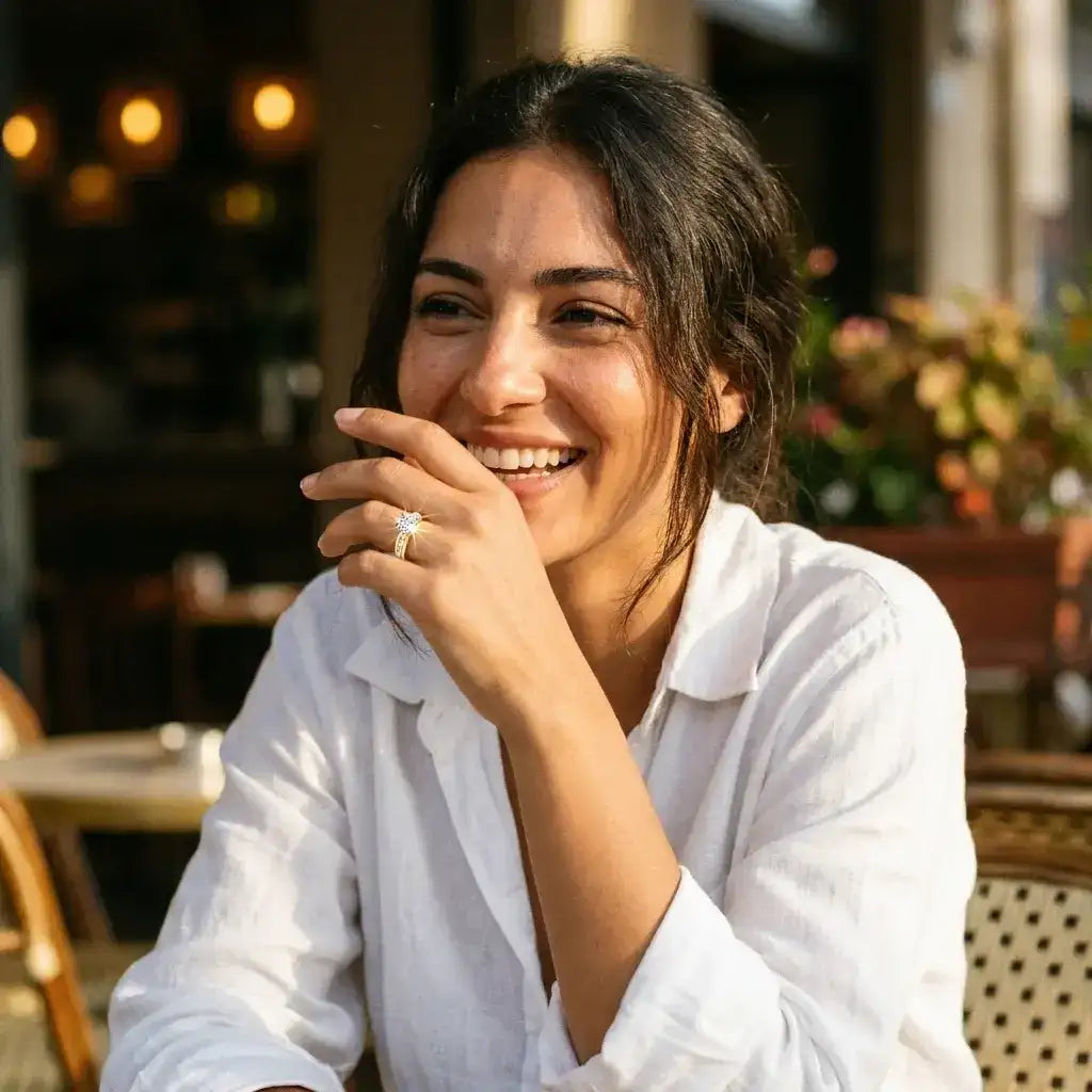 Lumière Solitaire Pavé Ring · S925 Silver & Moissanite