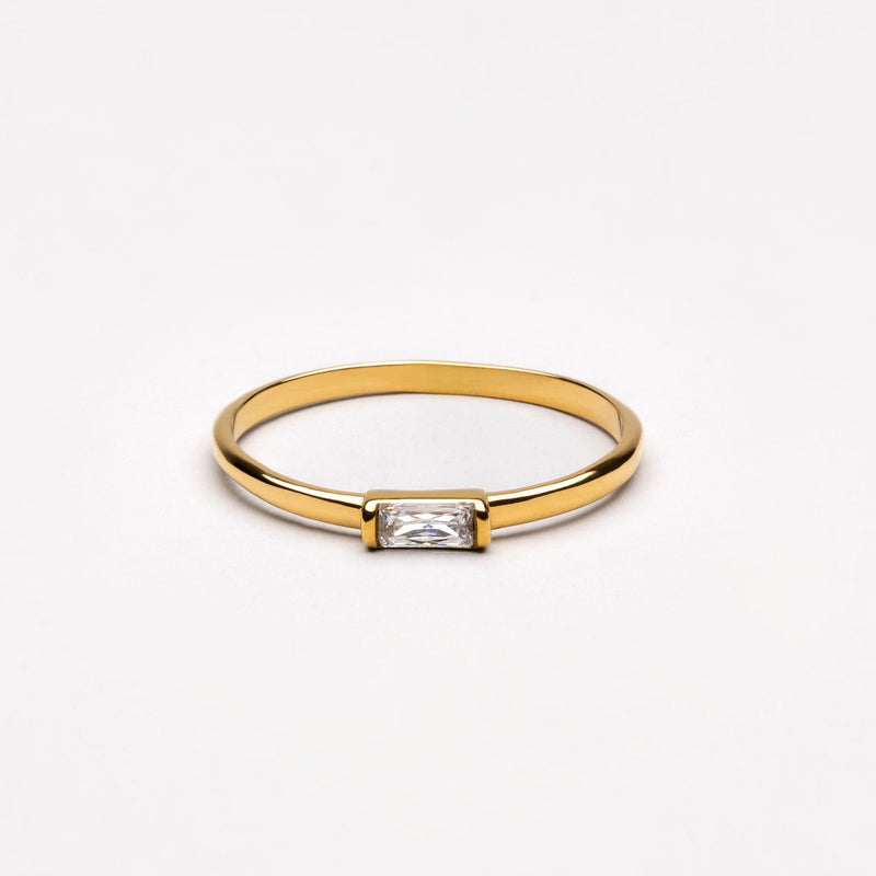 Dainty Crystal Ring · 18K Gold Finish & Crystal