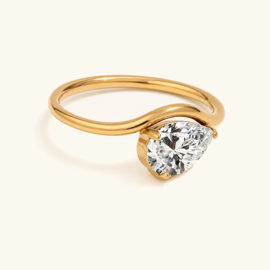 Poire Birthstone Ring · 18K Gold Finish & Hand-Set Birthstone